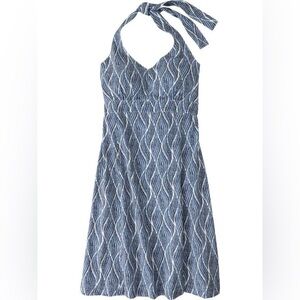 NWT Krimson Klover Piper Geo Print Mini Halter Dress Blue and White Floral Large